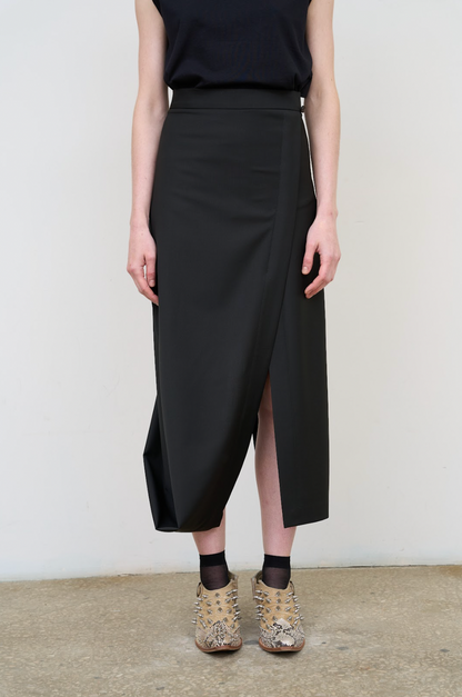 ASYMMETRIC WOOL-BLEND MINI SKIRT