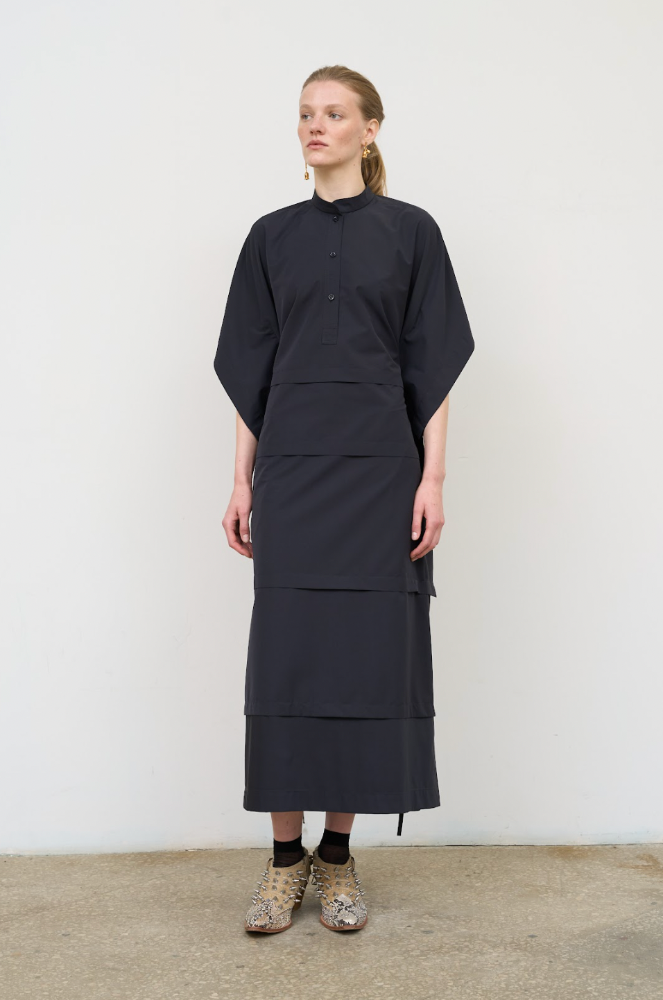 MIDI DRESS WITH CAPELET DETAIL