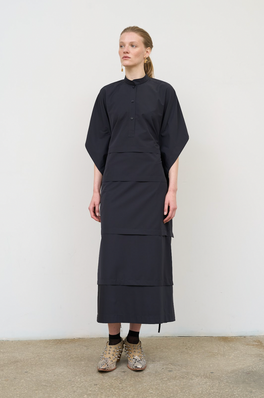 MIDI DRESS WITH CAPELET DETAIL