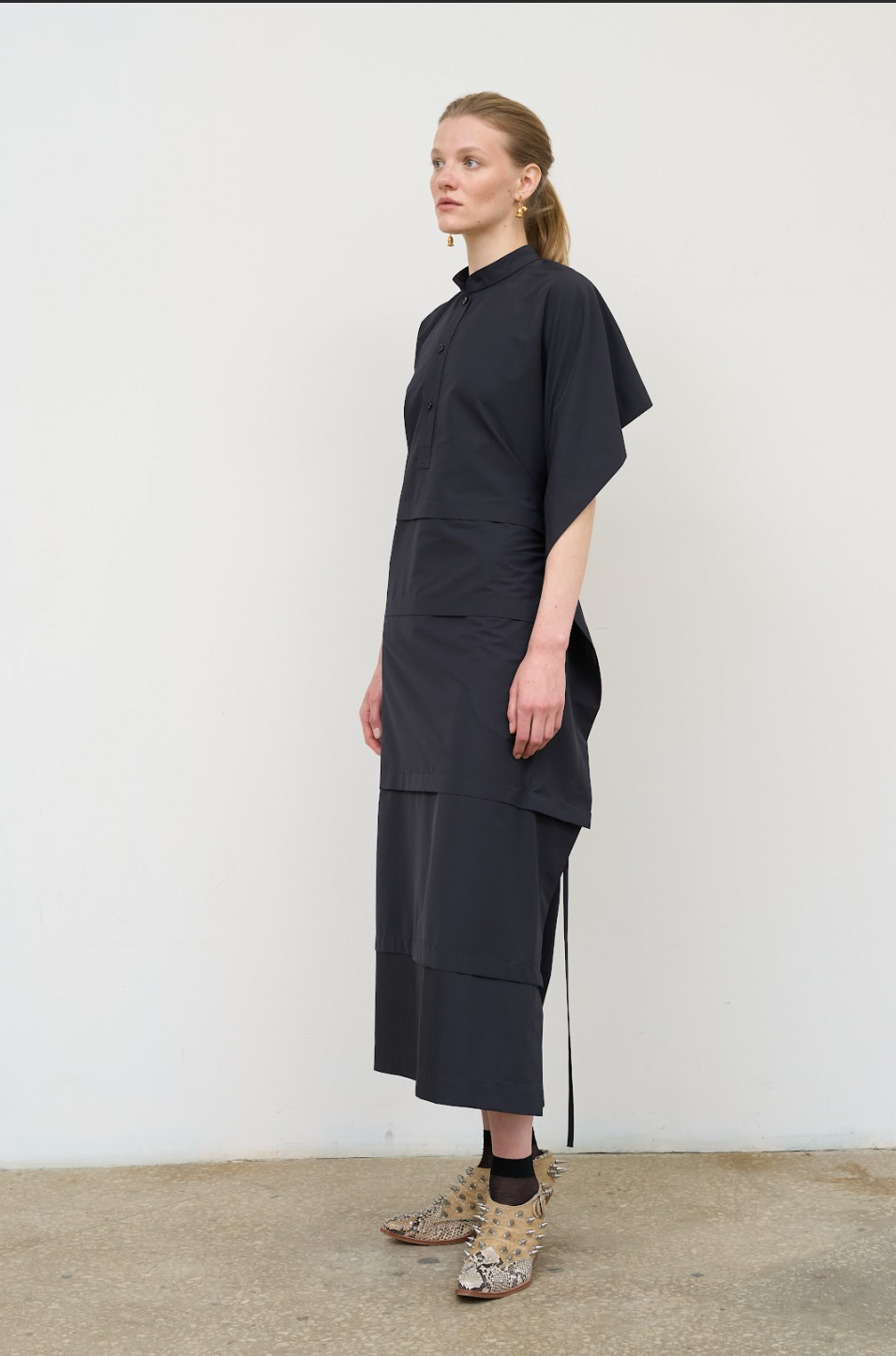 MIDI DRESS WITH CAPELET DETAIL