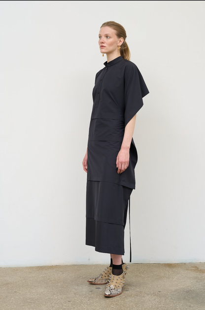 MIDI DRESS WITH CAPELET DETAIL