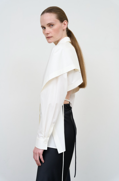 FITTED SHIRT WITH CAPELET OVERLAY