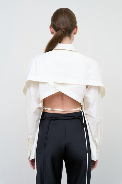 FITTED SHIRT WITH CAPELET OVERLAY