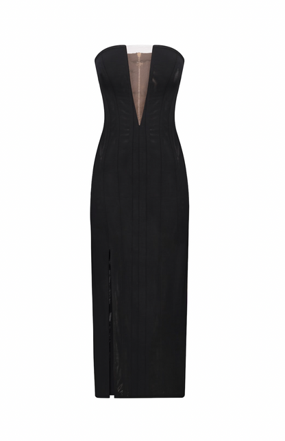 MIDI CORSET DRESS WITH A SIDE SLIT