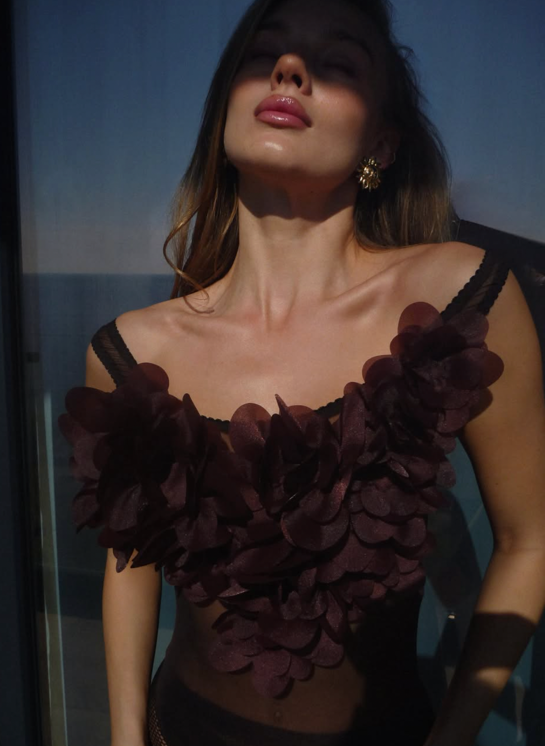 TENDER PEONY BODYSUIT IN CHOCOLATE