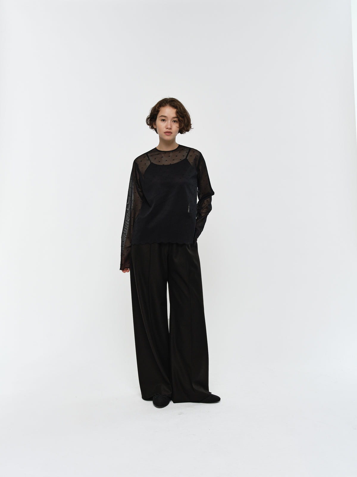 HONEY WARM WIDE PANTS BLACK