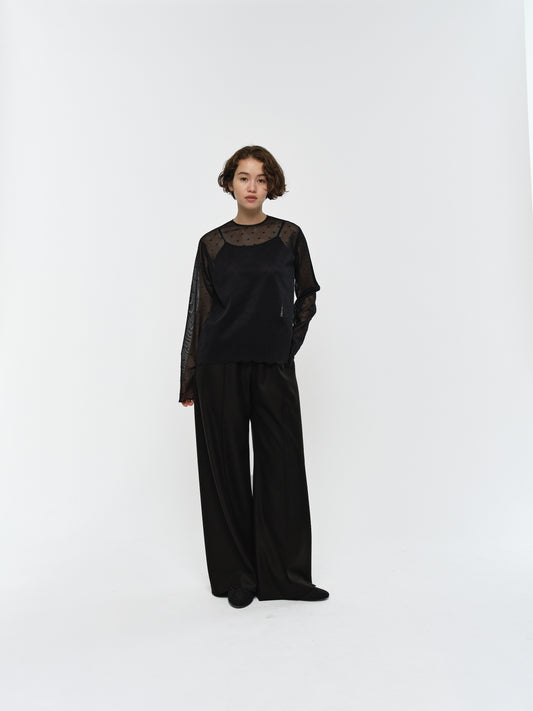 HONEY WARM WIDE PANTS BLACK