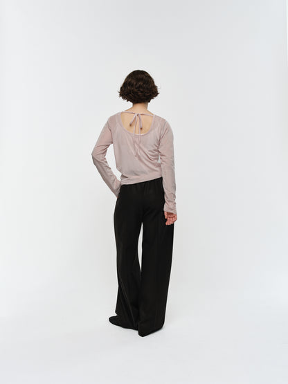 HONEY WARM WIDE PANTS BLACK