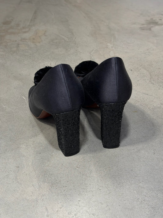 VINTAGE - LANVIN OPEN TOE BLACK PUMPS