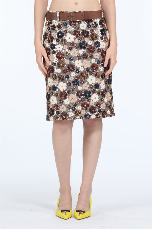 FLORAL PRINT MIDI SKIRT