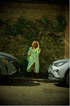 GREEN COTTON SHIRT-DRESS
