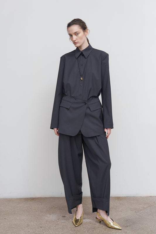 BLOUSE WITH SUITING DETAIL