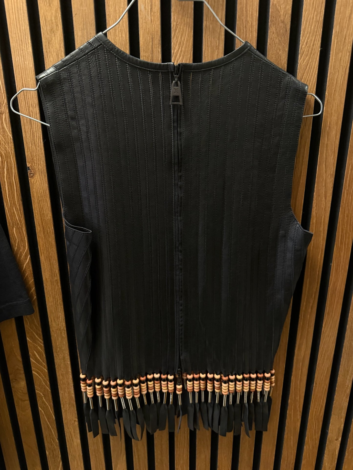 VINTAGE - LV LEATHER TOP WITH FRIDGE DETAILS