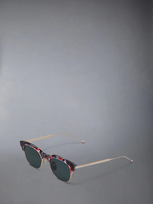 ACETATE AND TITANIUM OVAL SUNGLASSES