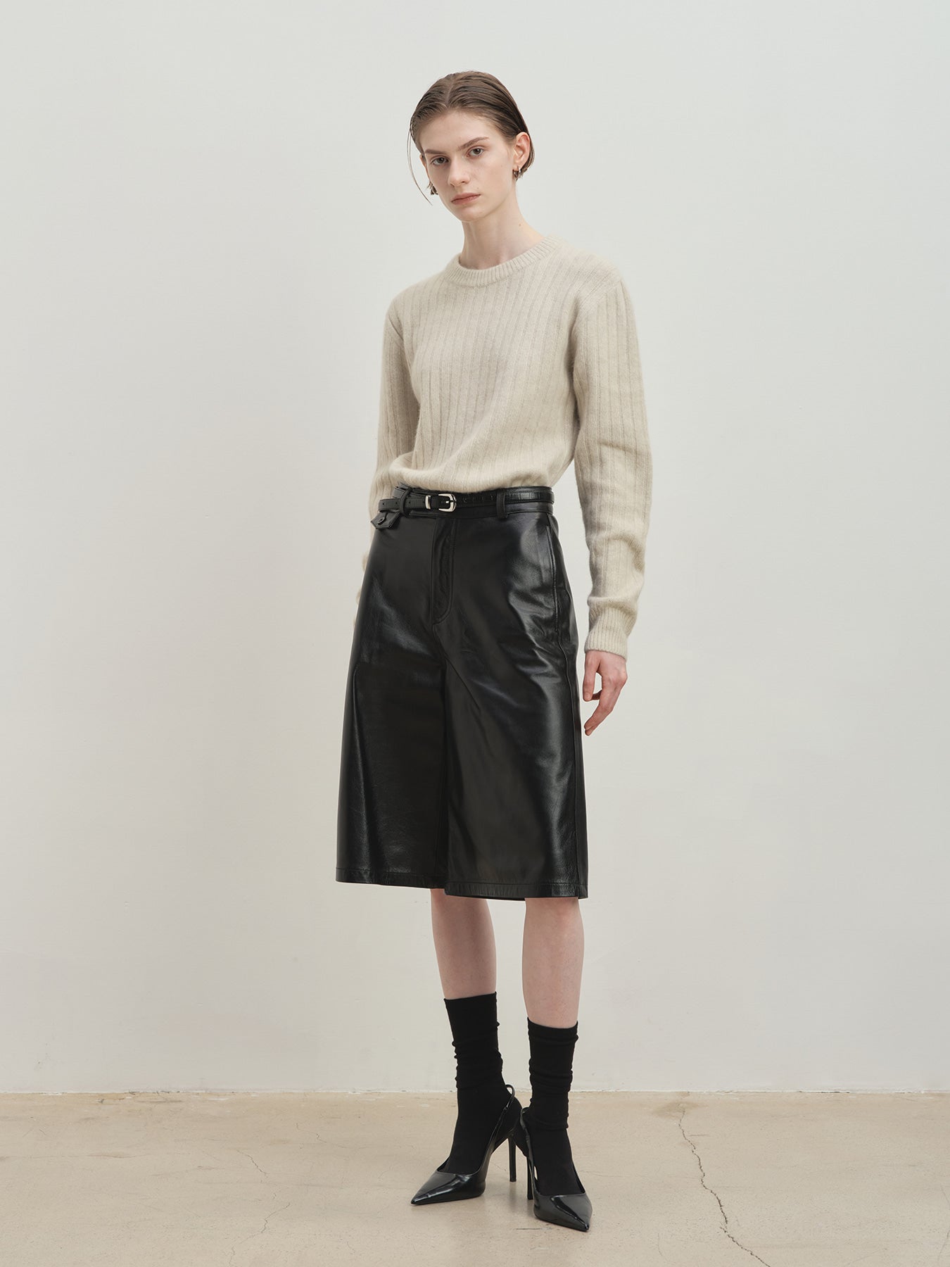 LEATHER BERMUDA SHORTS