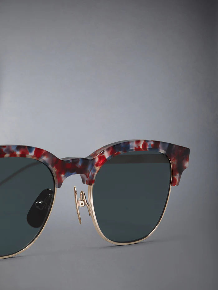 ACETATE AND TITANIUM OVAL SUNGLASSES
