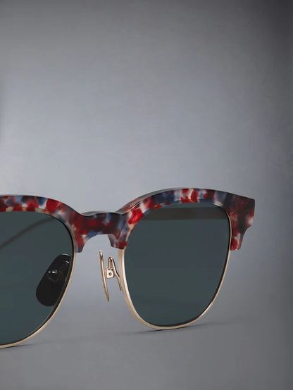 ACETATE AND TITANIUM OVAL SUNGLASSES