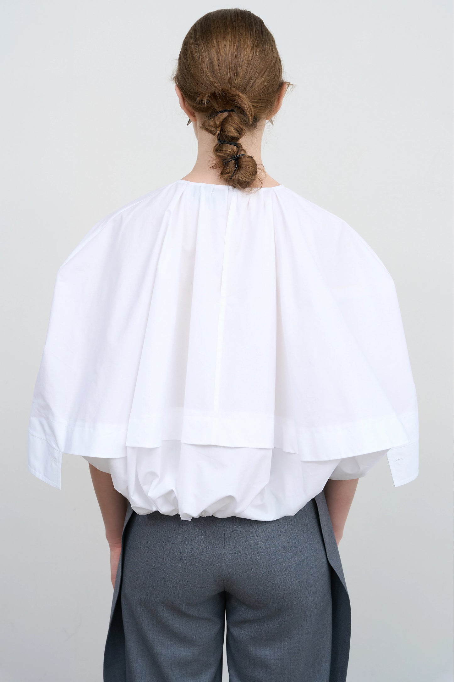 POPLIN BALLOON BLOUSE WITH HEM STRING