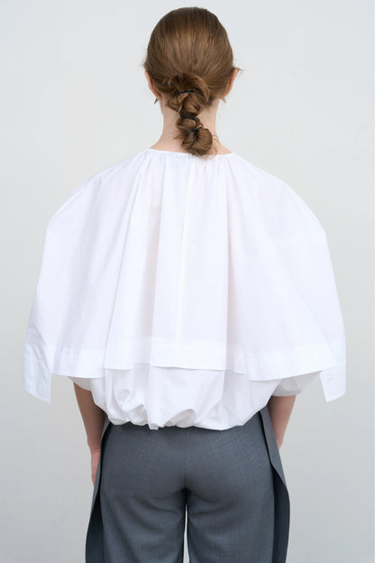 POPLIN BALLOON BLOUSE WITH HEM STRING