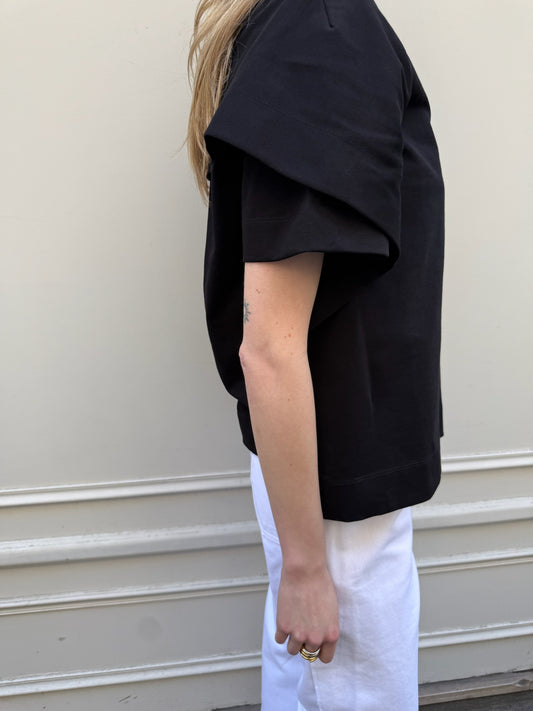 CAPELET OVERLAY COTTON T-SHIRT