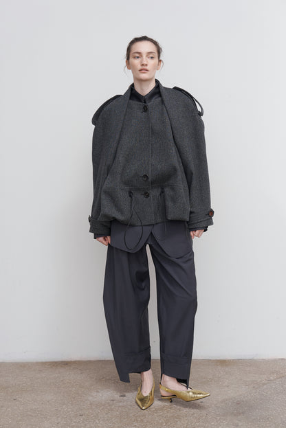 VOLUMINOUS WOOL-BLEND BOMBER