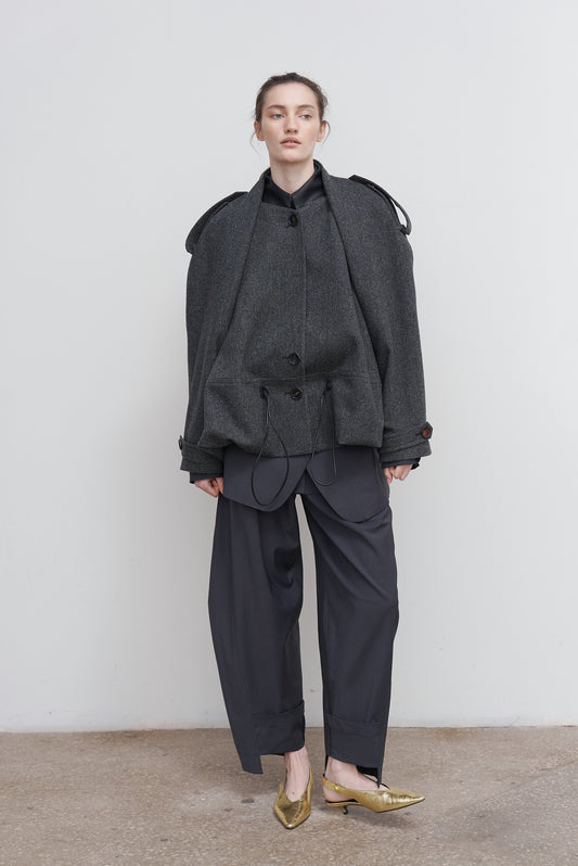 VOLUMINOUS WOOL-BLEND BOMBER