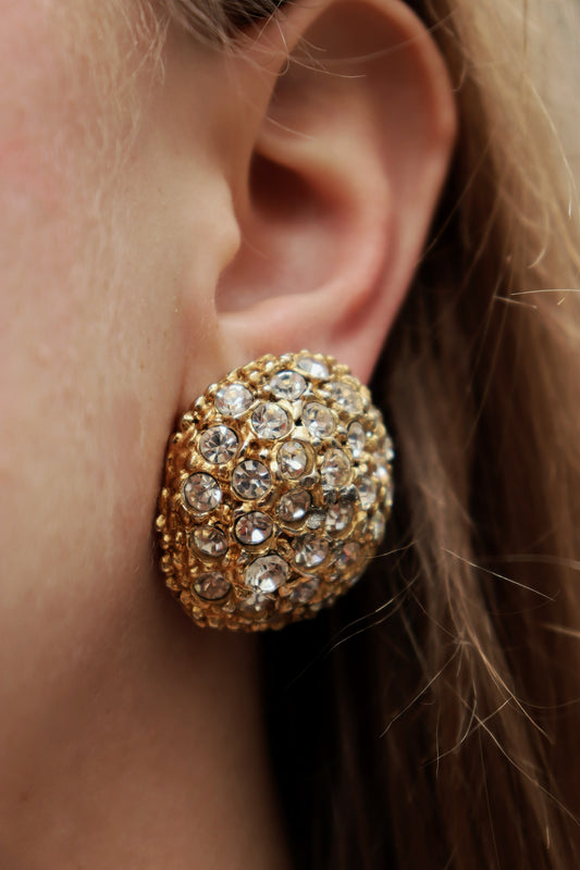 VINTAGE - YSL CRYSTAL EAR CLIPS