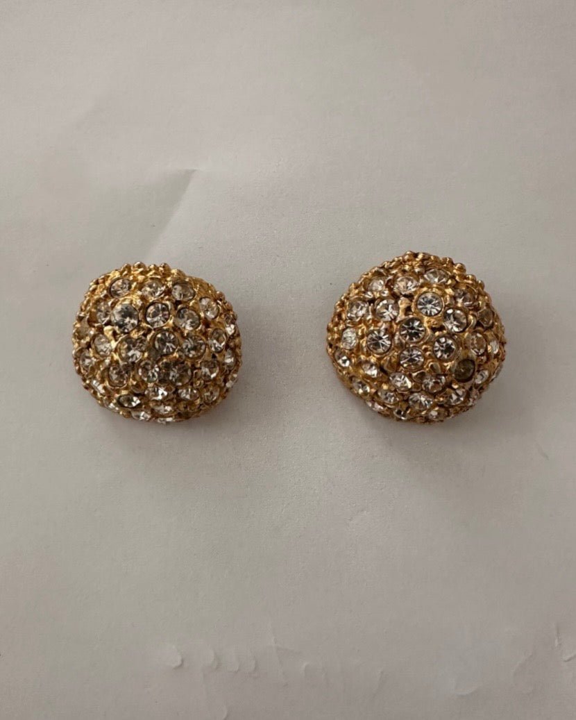 VINTAGE - YSL CRYSTAL EAR CLIPS