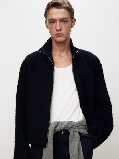 WOOL ALPACA ZIPPERED JACKET