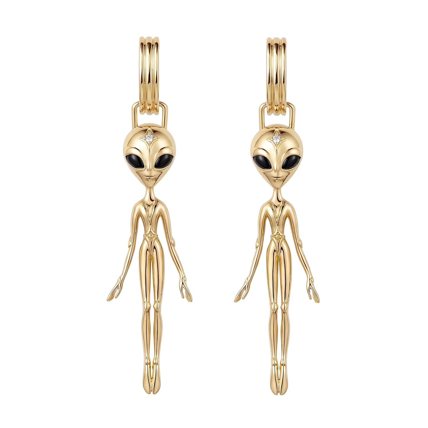 DIAMOND EARRINGS IN 18K VERMEIL GOLD – SHE’S AN ALIEN
