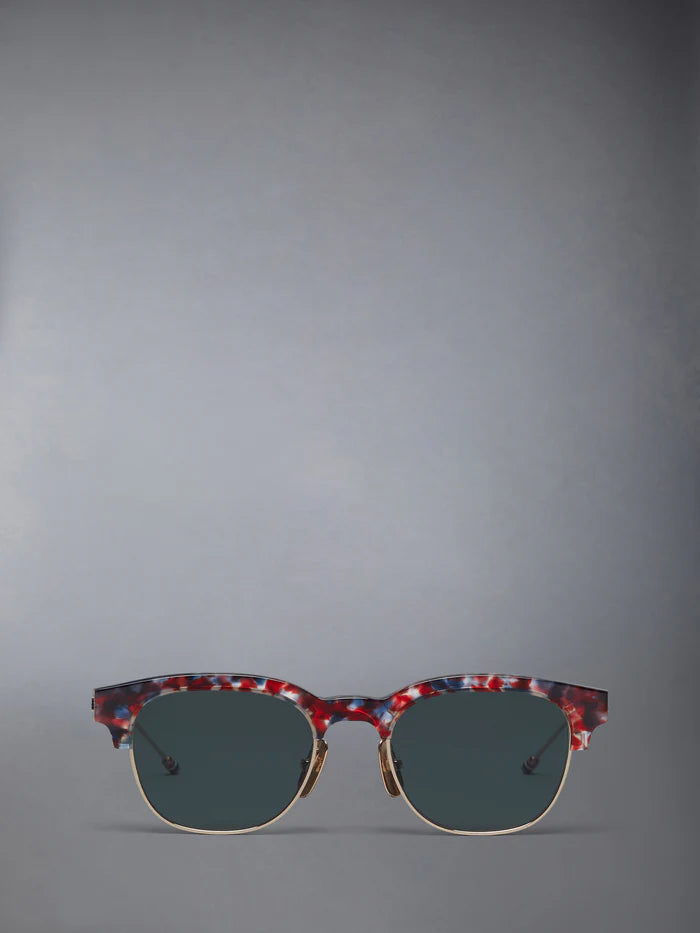 ACETATE AND TITANIUM OVAL SUNGLASSES