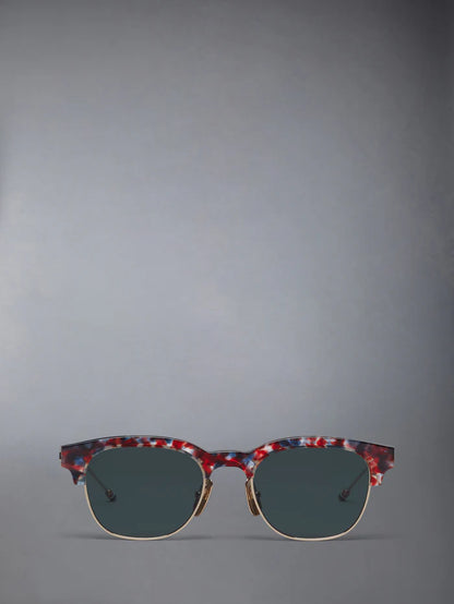 ACETATE AND TITANIUM OVAL SUNGLASSES