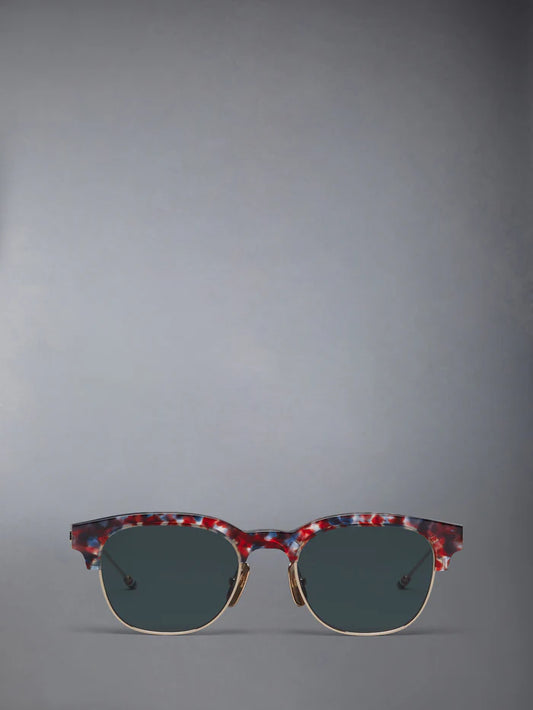 ACETATE AND TITANIUM OVAL SUNGLASSES