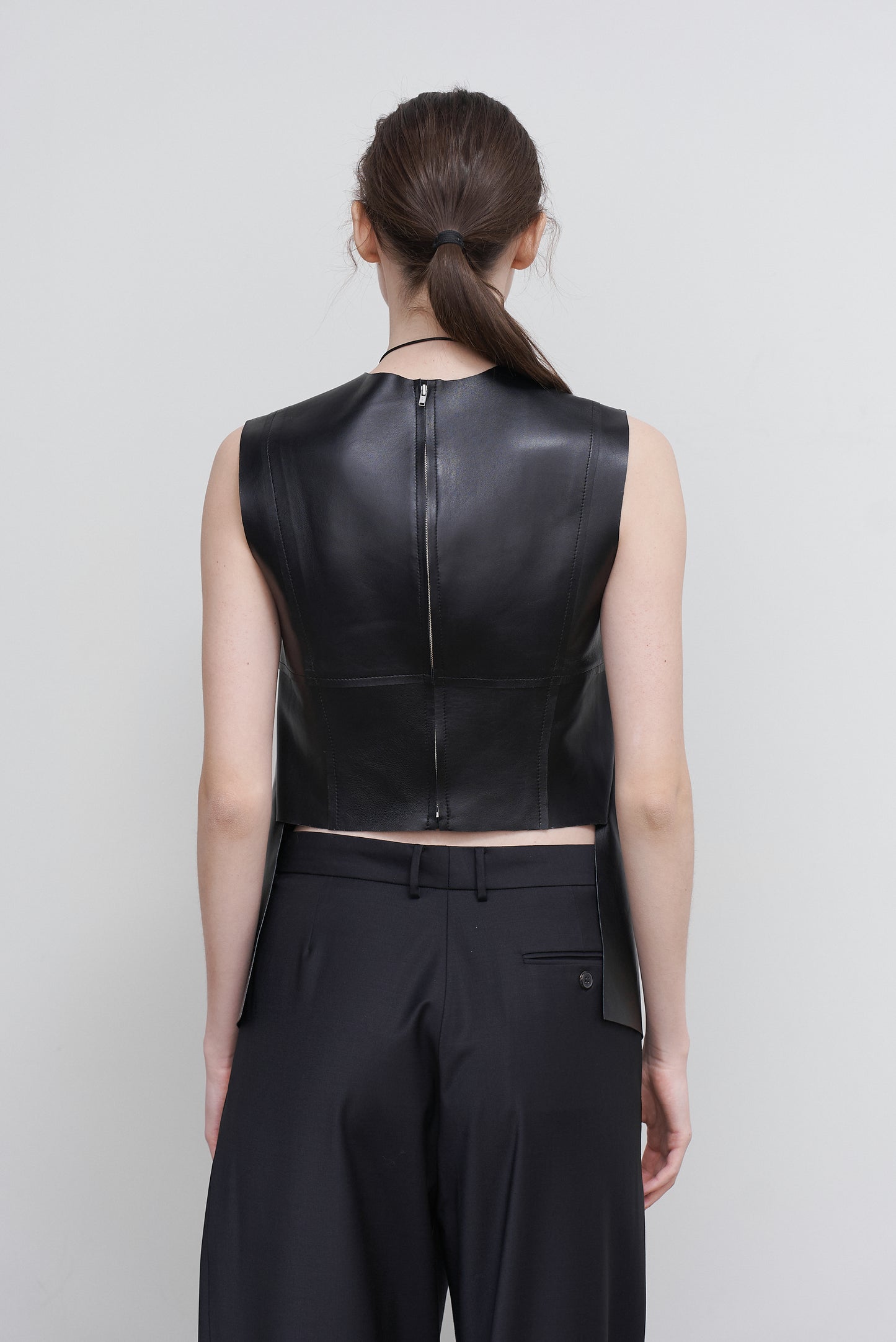 DECONSTRUCTED LEATHER TOP