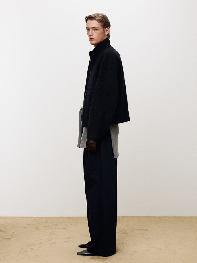 WOOL ALPACA ZIPPERED JACKET