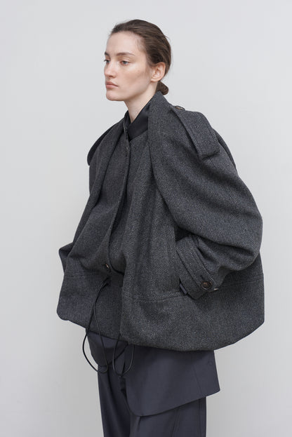 VOLUMINOUS WOOL-BLEND BOMBER