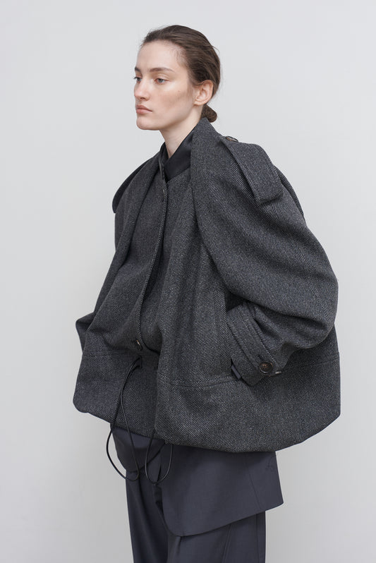 VOLUMINOUS WOOL-BLEND BOMBER
