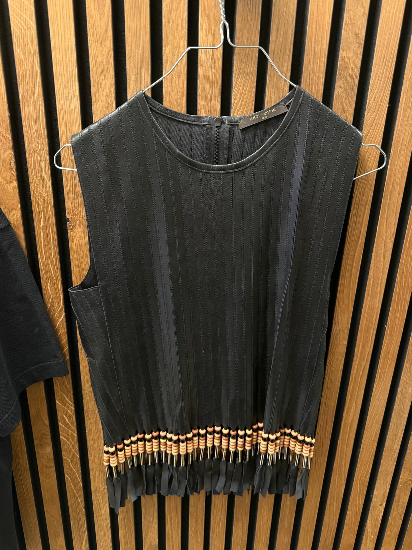 VINTAGE - LV LEATHER TOP WITH FRIDGE DETAILS