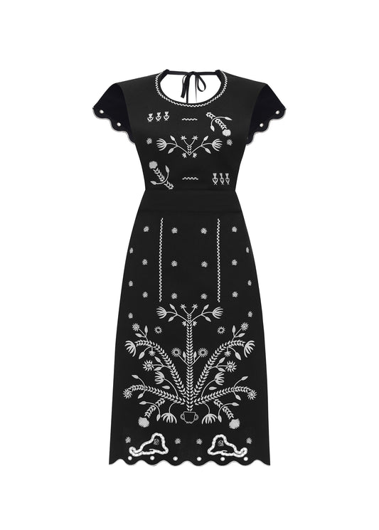 BLACK EMBROIDERED APRON
