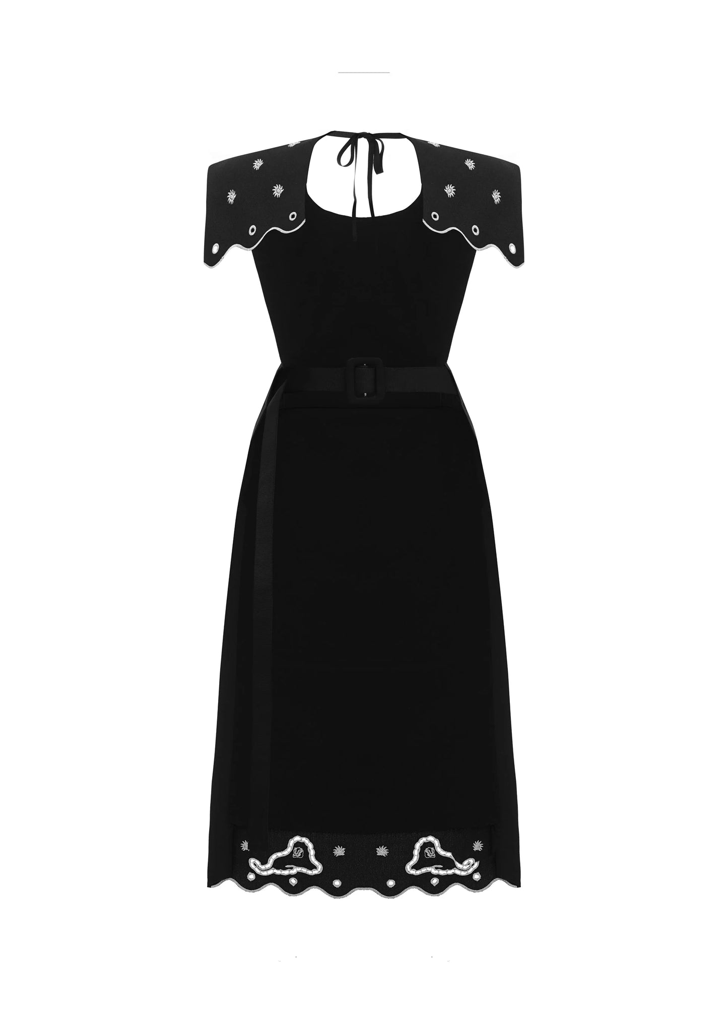 BLACK EMBROIDERED APRON