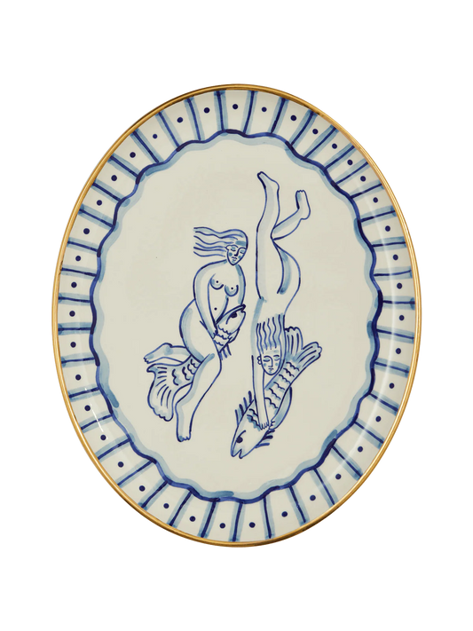 OVAL PLATE MERMAIDS WITH SIRENS