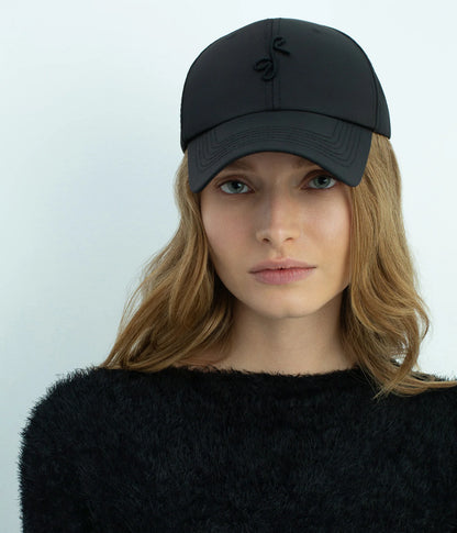 MONOGRAM-EMBELLISHED BASEBALL BLACK CAP