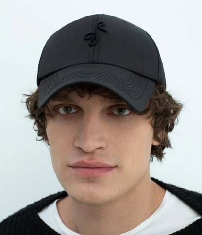 MONOGRAM-EMBELLISHED BASEBALL BLACK CAP