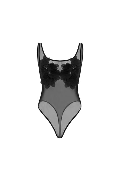 TINY BLACK PEONY BODYSUIT