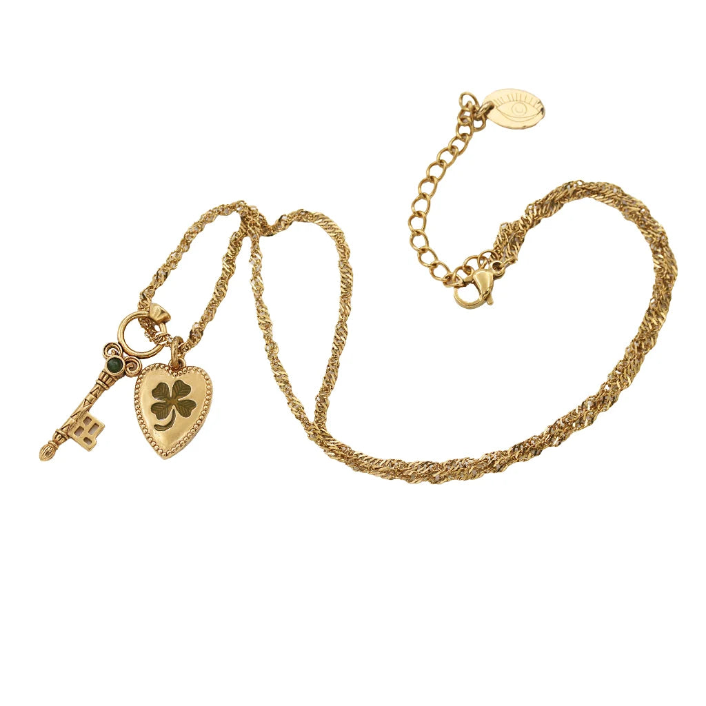 NECKLACE CLOVER KEY - KAKI