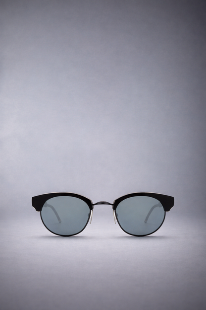 OVAL SUNGLASSES IN ACETATE AND TITANIUM BLACK w GOLD