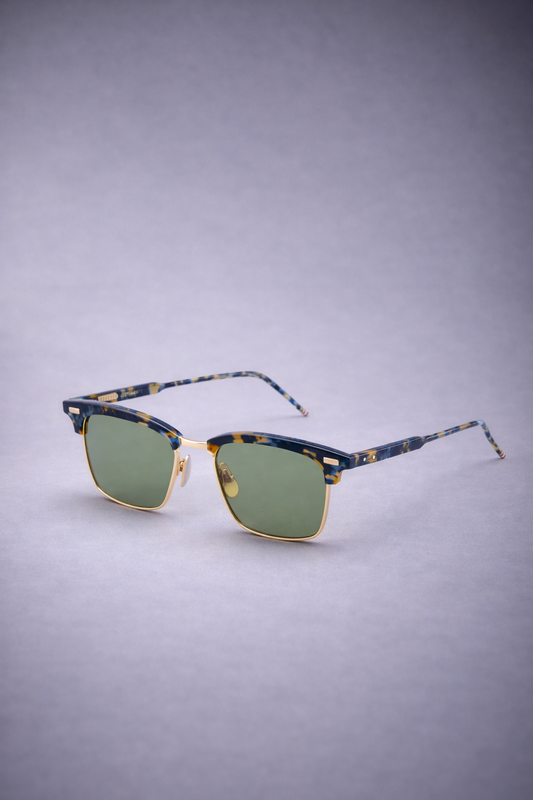 RECTANGULAR SUNGLASSES IN ACETATE AND TITANIUM TORTOISE