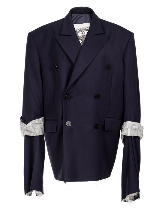 NAVY WOOL BLEND BLAZER