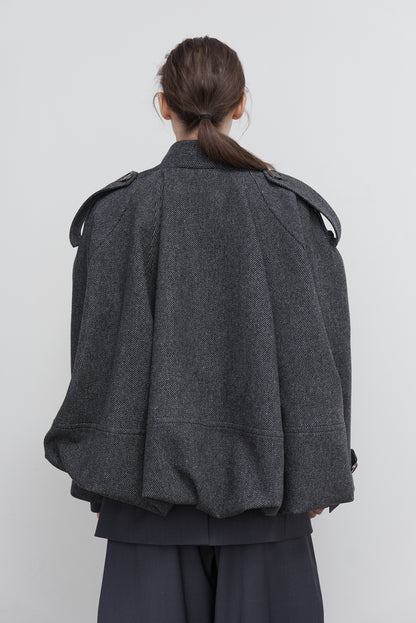 VOLUMINOUS WOOL-BLEND BOMBER