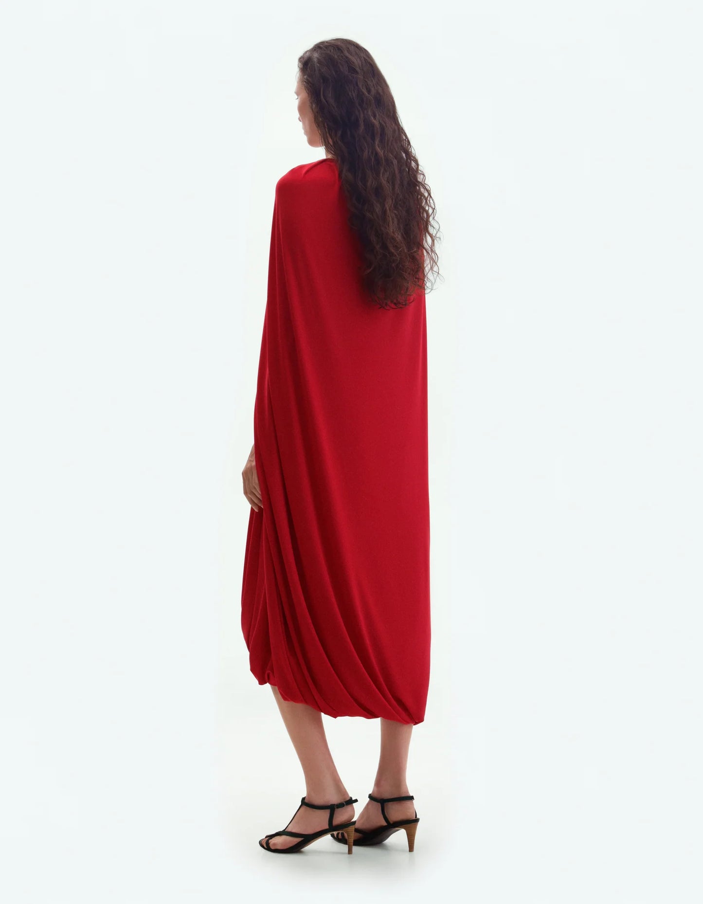 RED JERSEY CAPE DRESS